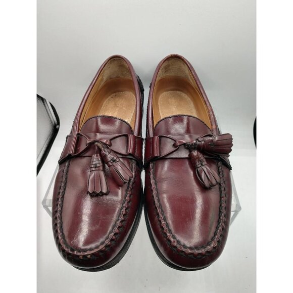 Johnston & Murphy Tassel Loafers Burgundy/Brown Leather Mens 9.5 M Made In Mexic - Picture 9 of 9